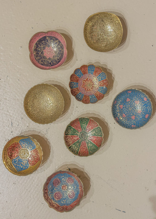 Handbeschilderd messing schaaltje | ca. Ø8 cm