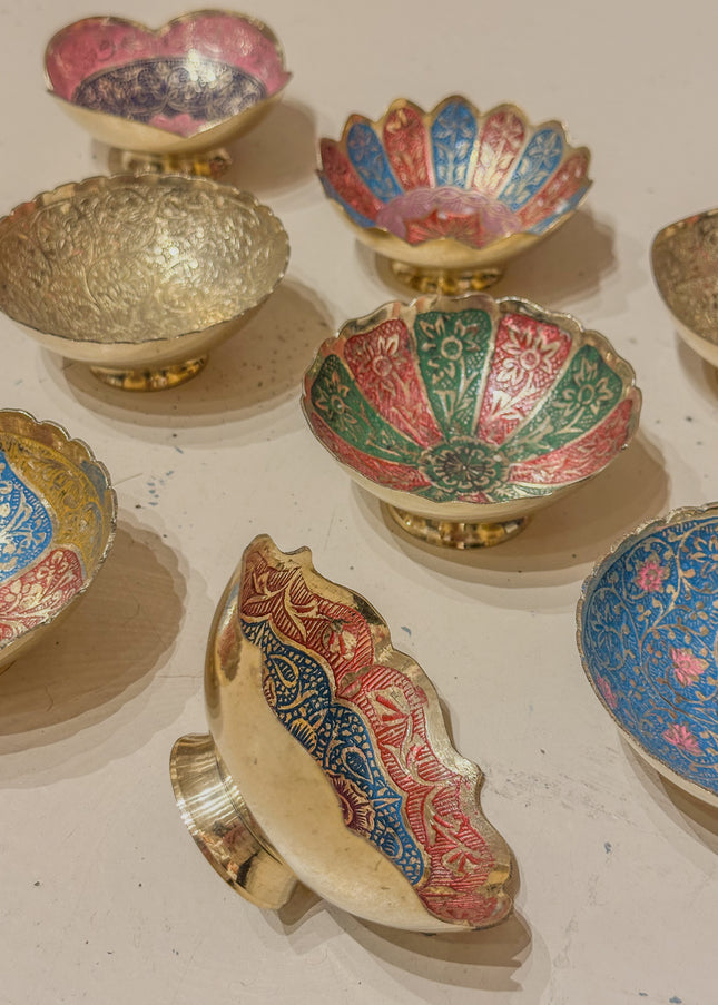 Handbeschilderd messing schaaltje | ca. Ø8 cm