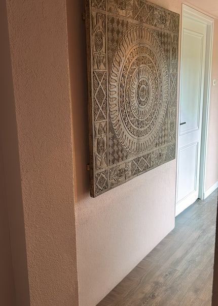 Houten Wandpaneel Indonesië – Handgemaakt 122 x 126 cm