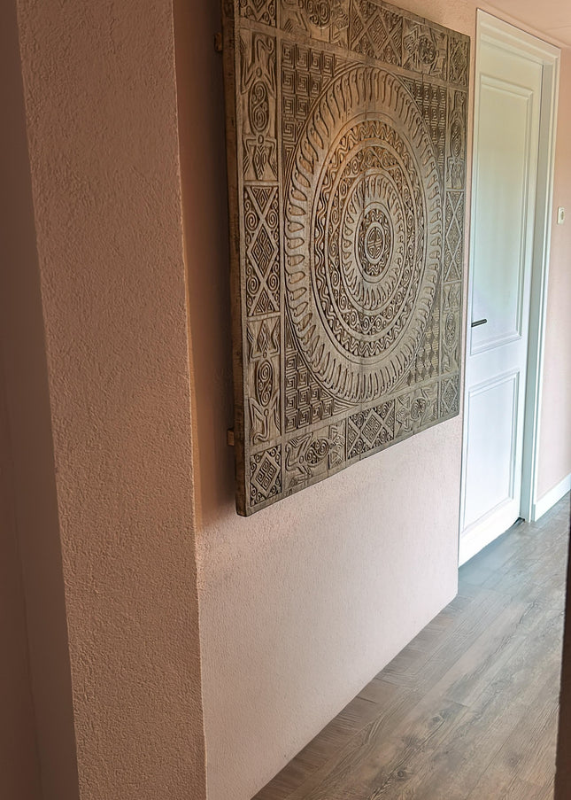 Houten Wandpaneel Indonesië – Handgemaakt 122 x 126 cm