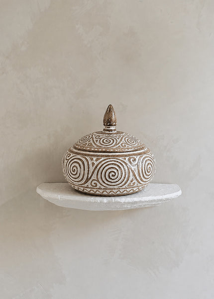 Wooden Pot with Lid Amara – Natural/White