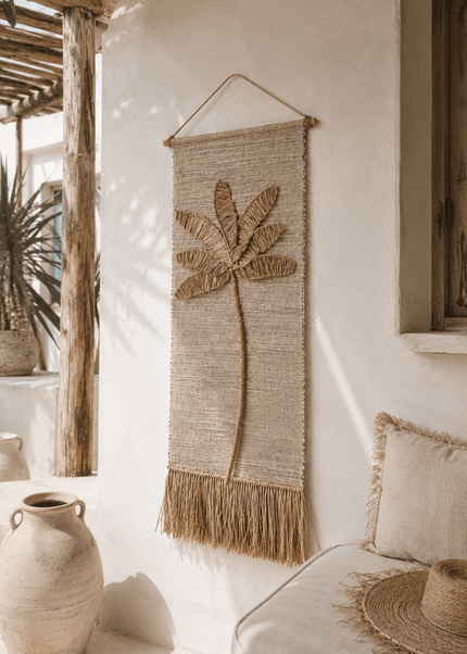 Wall Decoration Raffia Palm Tree – Natural – 110 x 40 cm