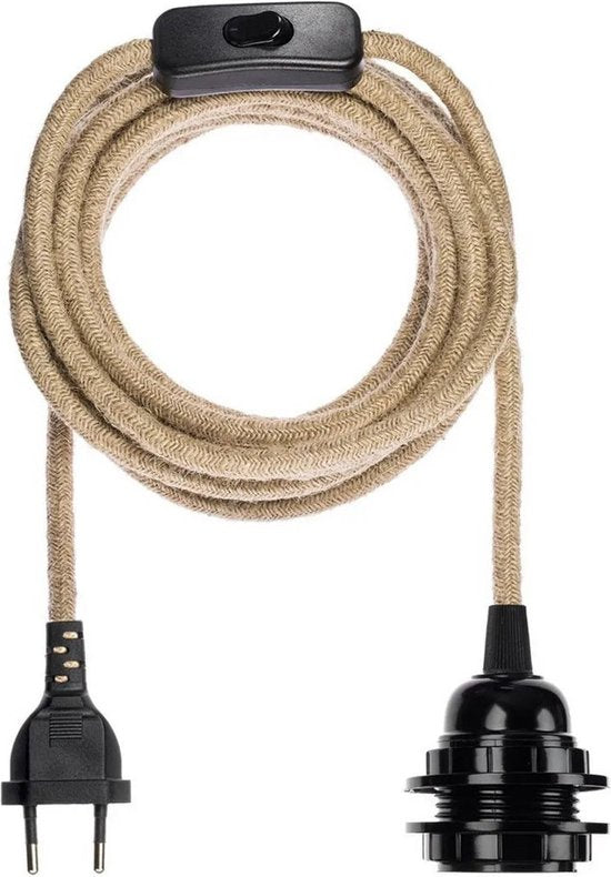 Fitting met stekker en schakelaar – naturel | E27 | 4,5 meter