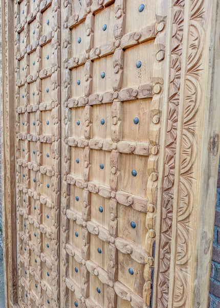 Indonesische Teak Houten Openslaande Deuren – Handgesneden – 150 x 245 x 10 cm