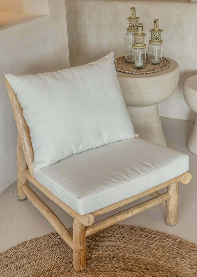 Indonesische Teak Houten Lounge Stoel met All Weather Kussens – 75 x 75 x 70 cm