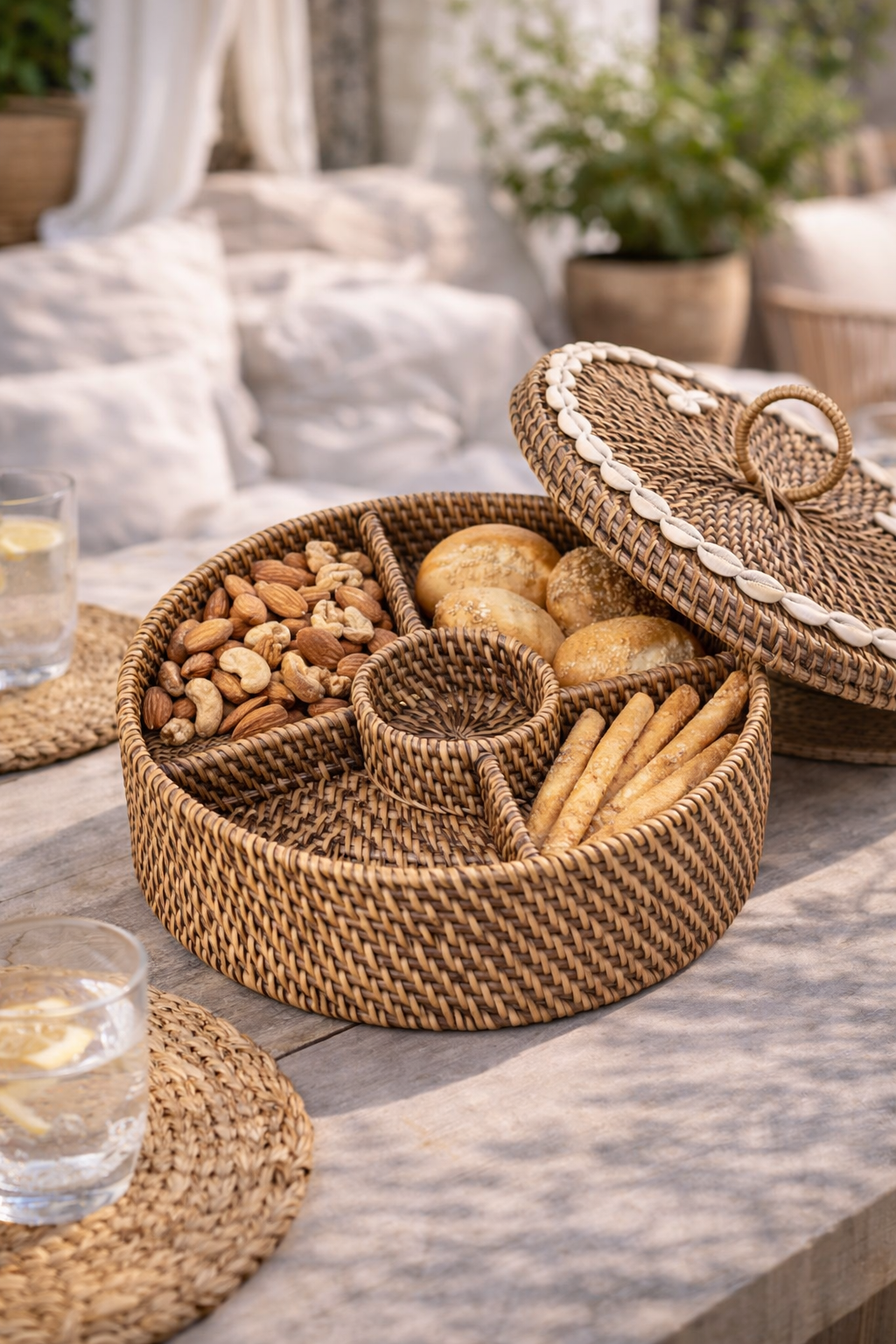 Aufbewahrungsbox Rattan – Ø30 cm