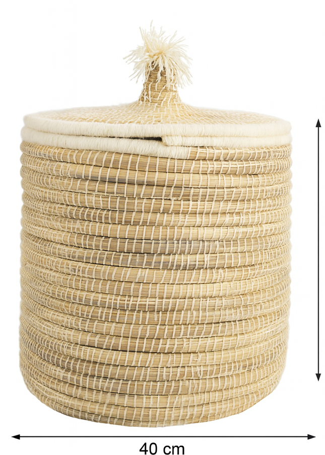 Mand Marokko van zeegras en katoen – 40x40 cm