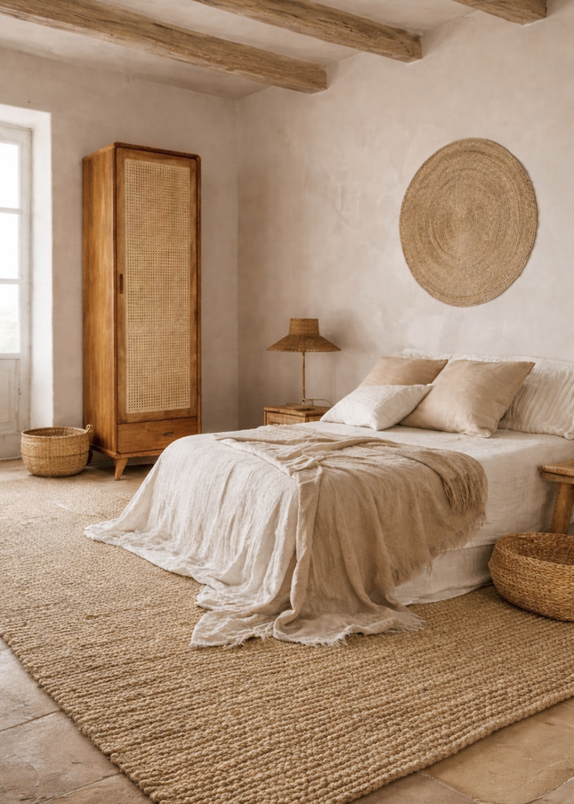 Smalle teakhouten kledingkast met webbing – 200x70x50cm