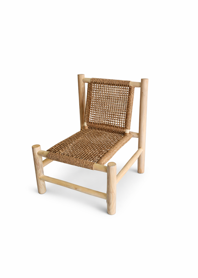 🌴 Lounge stoel teak hout – geweven zitting