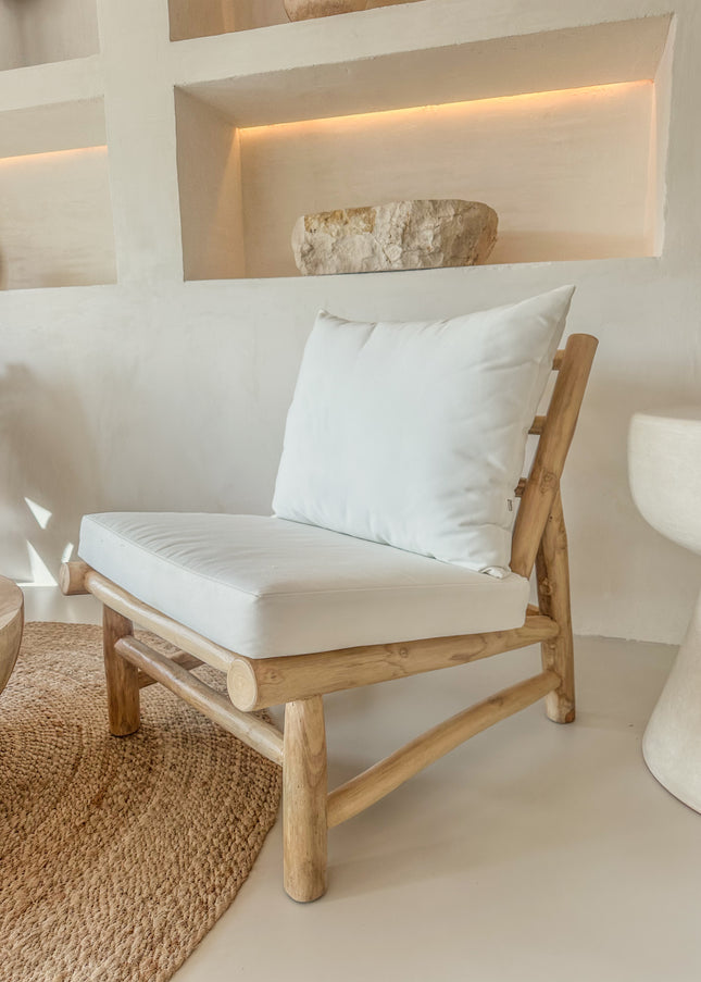 Indonesische Teak Houten Lounge Stoel met All Weather Kussens – 75 x 75 x 70 cm