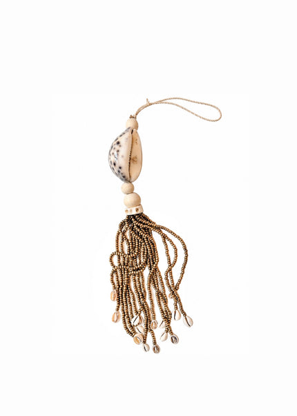 Decoratieve Tijgerschelp Hanger – Gold & Kauri Shells