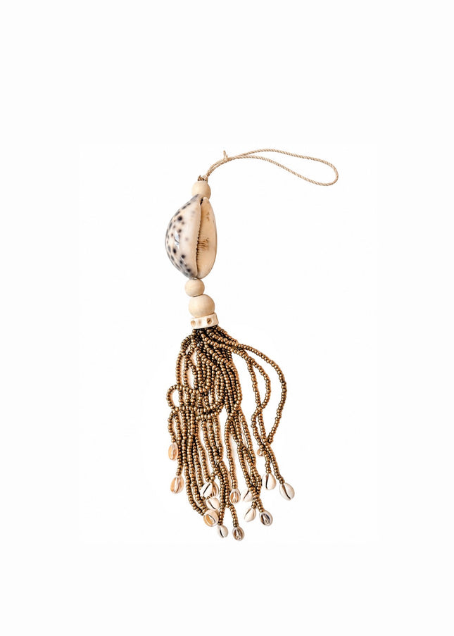 Decoratieve Tijgerschelp Hanger – Gold & Kauri Shells