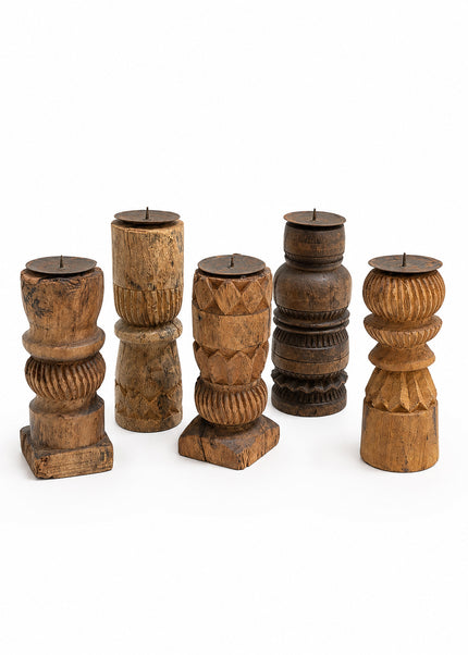 Oude Houten Kandelaar Small – Uniek India