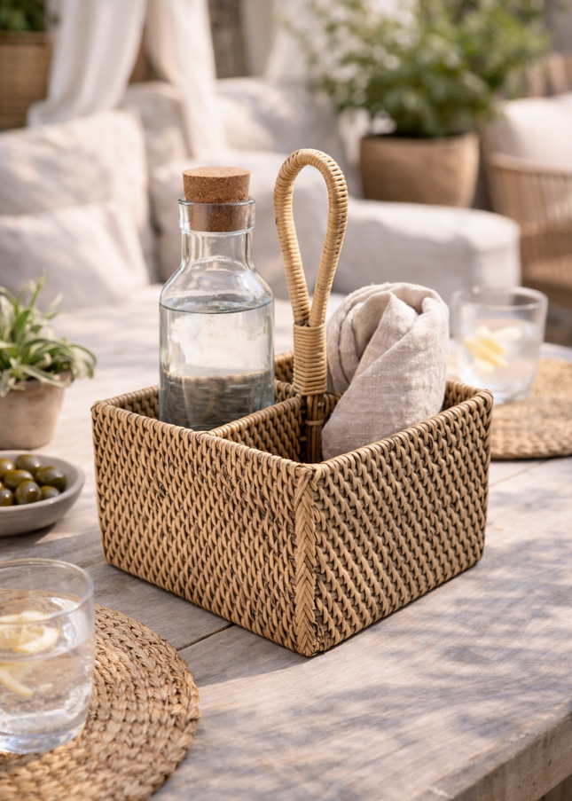 Rotan Bestekhouder - 2 Vakken