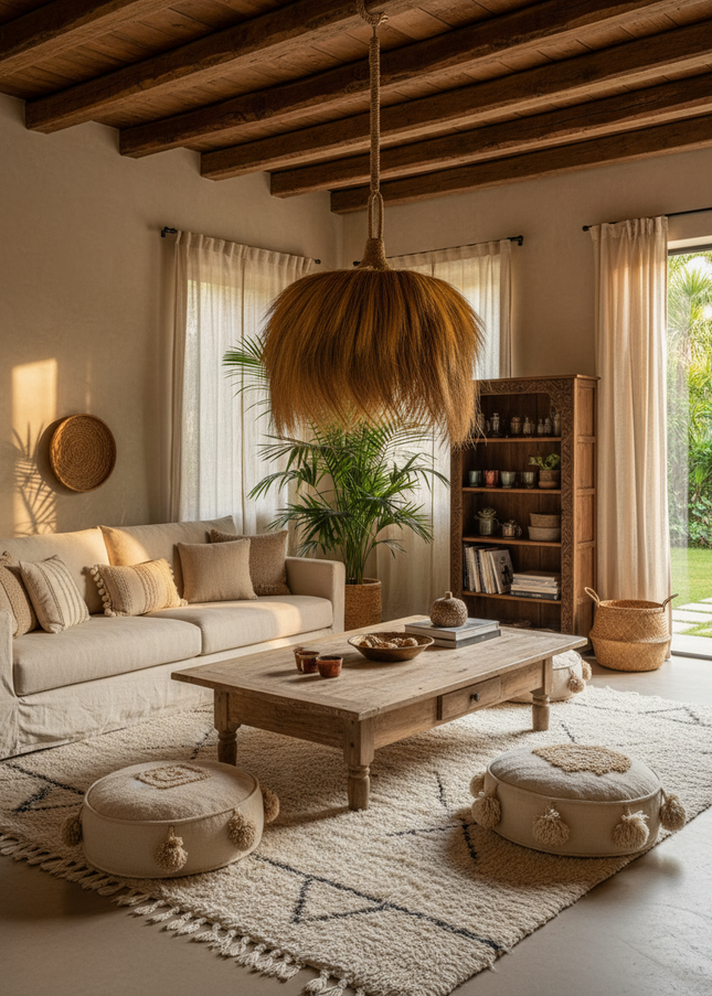 Hanglamp Alang Alang – Handgemaakt in Indonesië (80x80 cm)