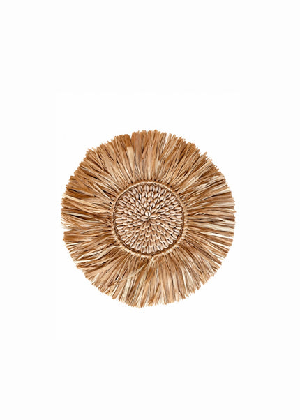 Wanddecoratie Raffia & Kauri Schelpen natural/sand -30cm