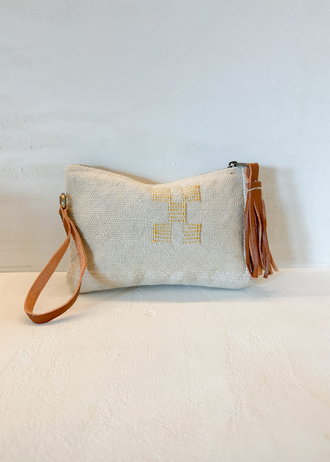 Sabra Silk Tasje met Leren Details – 20x13 cm