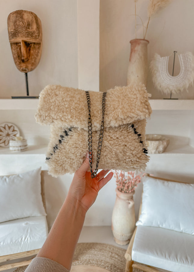 Handgemaakt Beni Ouarain Tasje – 100% Schapenwol – 25x22 cm