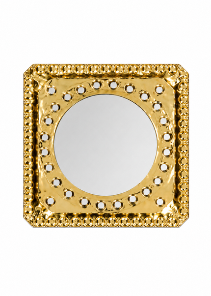 Messing spiegeltje vierkant – 8 x 8 cm
