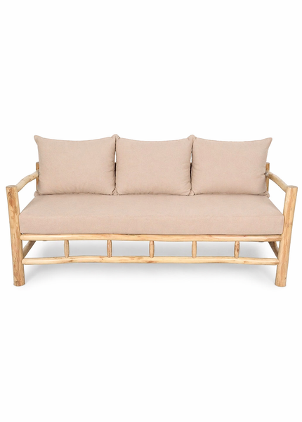 Teakholz Loungebank inkl. Allwetterkissen – 180 cm – Sand