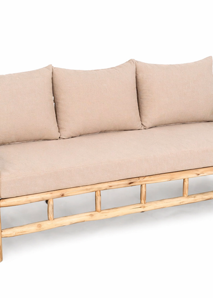 Teakholz Loungebank inkl. Allwetterkissen – 180 cm – Sand