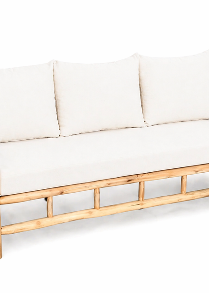 Teakholz Loungebank inkl. Allwetterkissen – 180 cm – Weiß