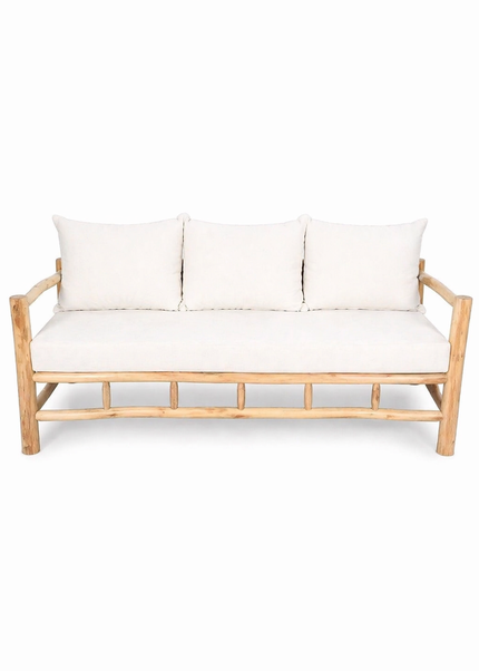 Teakholz Loungebank inkl. Allwetterkissen – 180 cm – Weiß