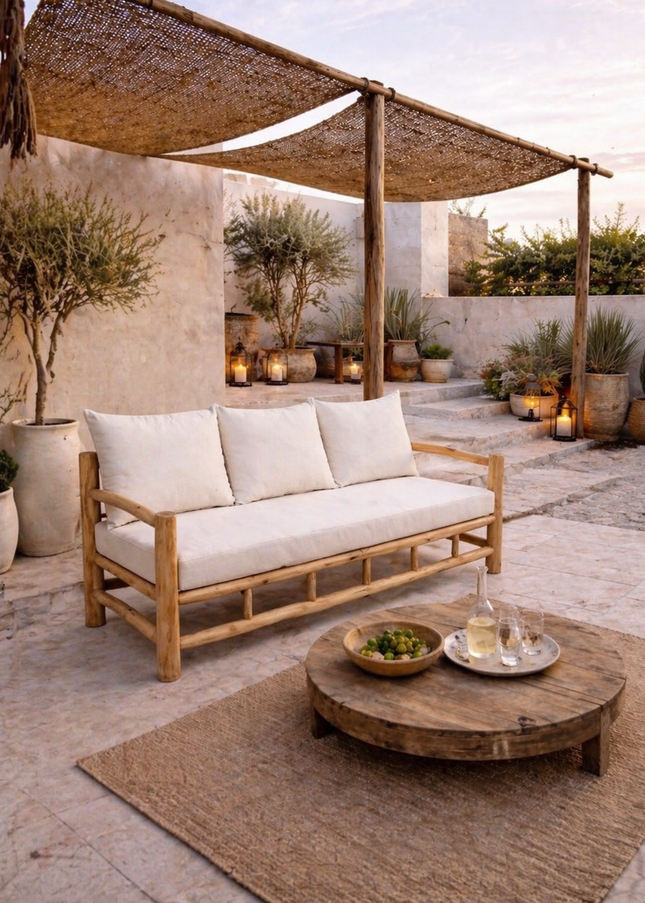 Teakhouten Loungebank incl. All Weather Kussens – 180 cm - Wit