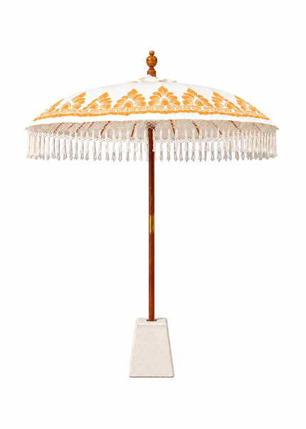 Soleil Fringe Parasol – Ochre/White