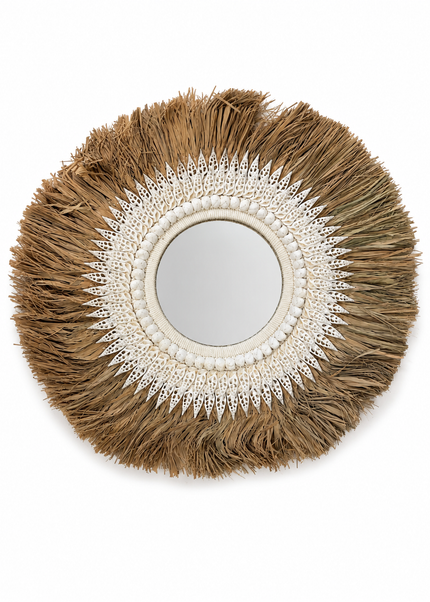 Raffia Coral Mirror – Ø50 cm