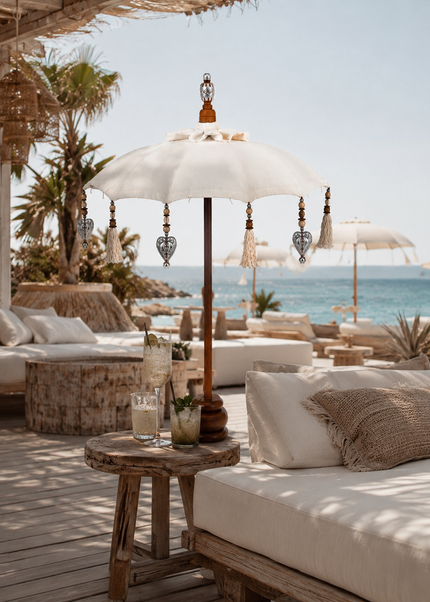 Boho Chic Table Parasol - Silver