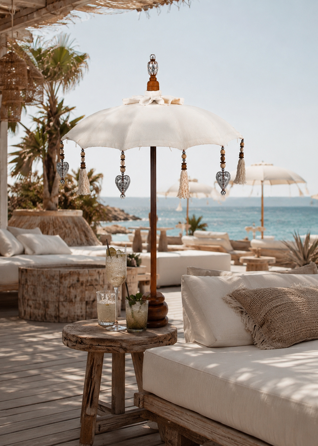 Boho Chic Table Parasol - Silver