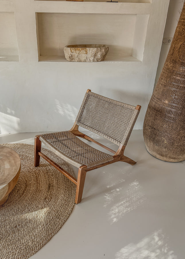 Lounge Stoel Teak & Rotan Look – Handgemaakt in Indonesië