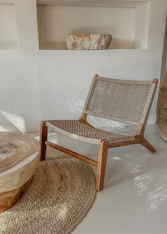 Lounge Stoel Teak & Rotan Look – Handgemaakt in Indonesië