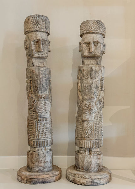 Houten Beeld Indonesië – Traditioneel Man/Vrouw | 116 cm Hoog | Los of als Set