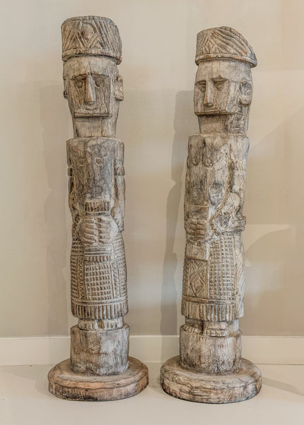 Houten Beeld Indonesië – Traditioneel Man/Vrouw | 116 cm Hoog | Los of als Set