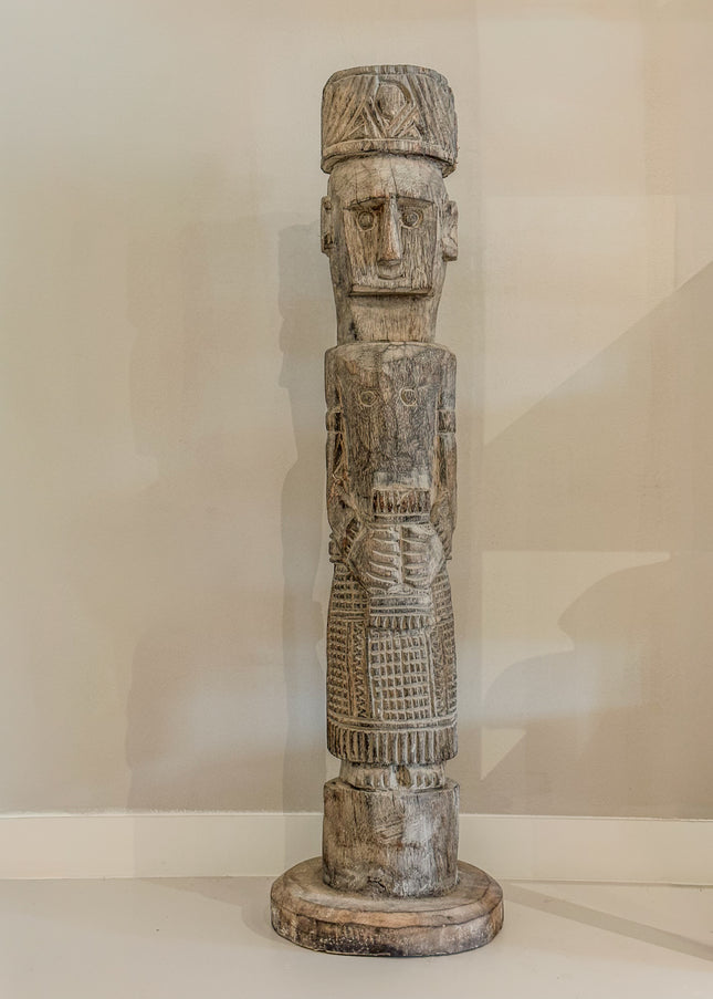 Houten Beeld Indonesië – Traditioneel Man/Vrouw | 116 cm Hoog | Los of als Set