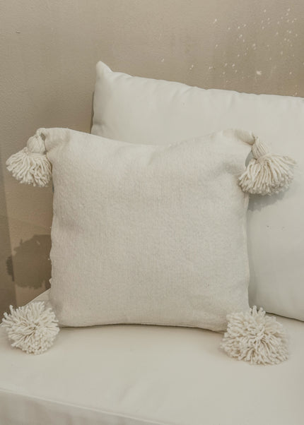Pompom kussen | Wit 35x35cm