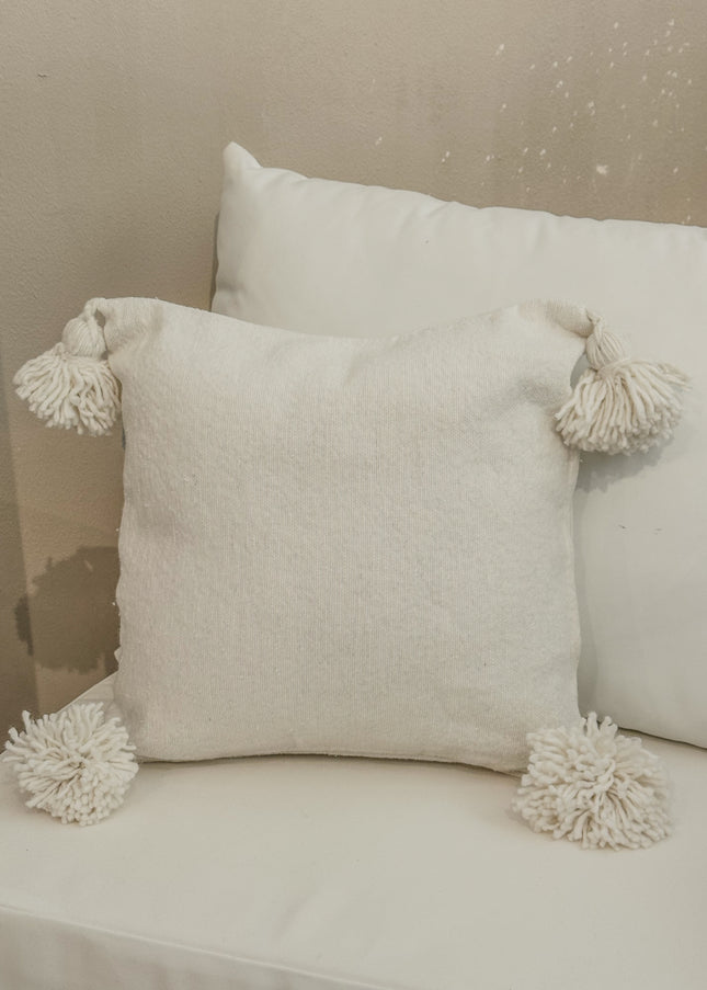 Pompom kussenhoes | Wit 35x35cm