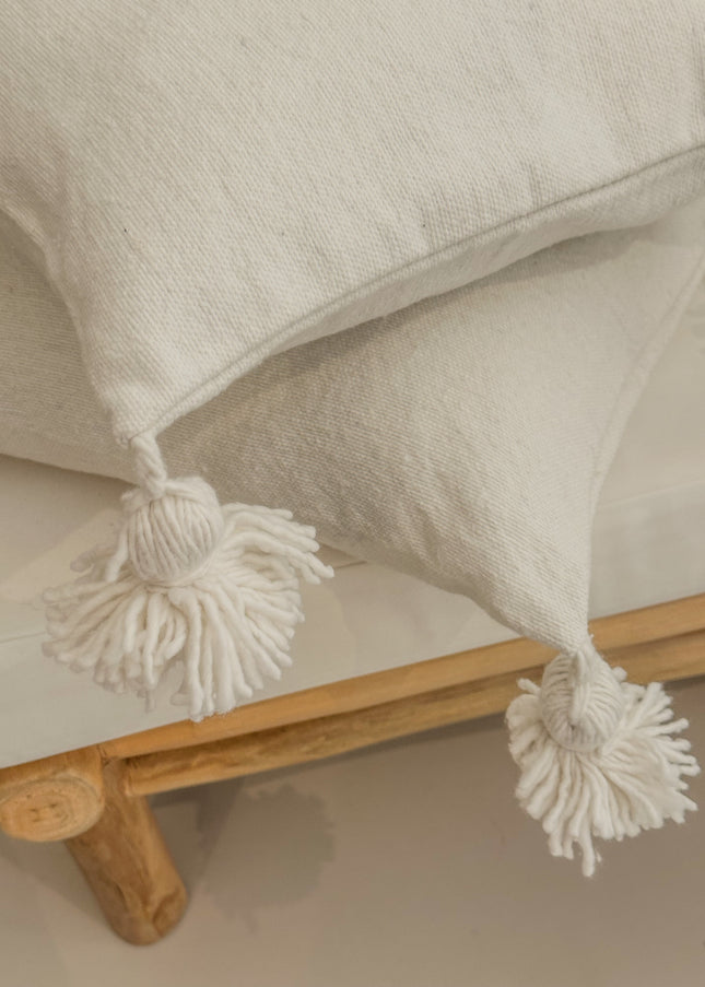 Pompom kussenhoes | Wit 35x35cm