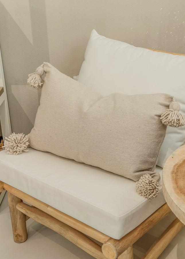Pompom kussenhoes | Zand 60x40cm