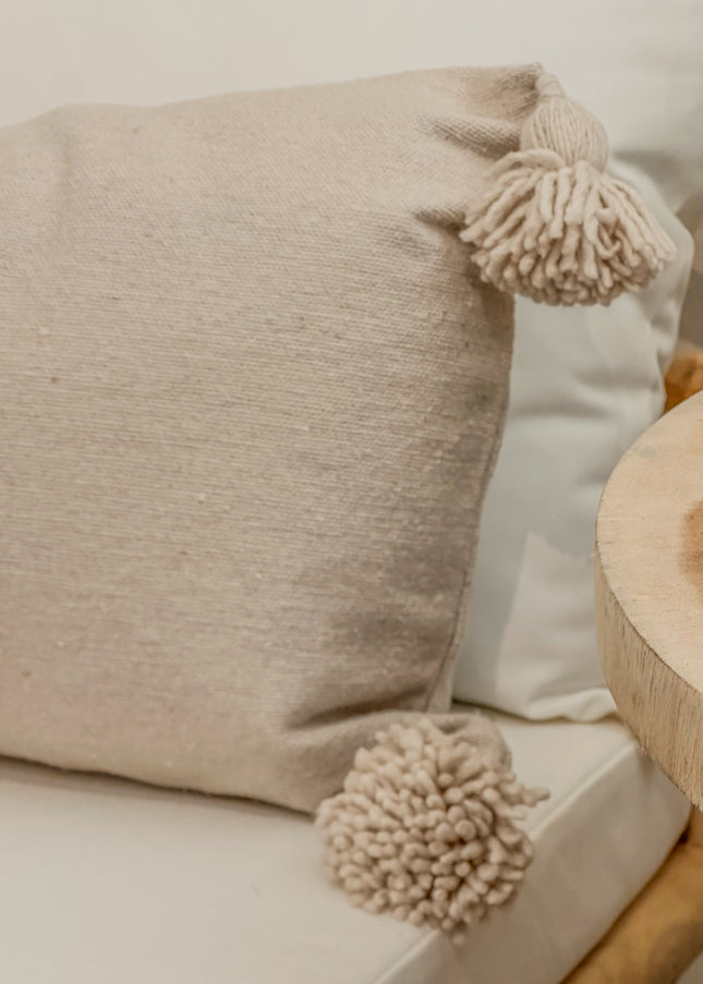Pompom kussenhoes | Zand 60x40cm