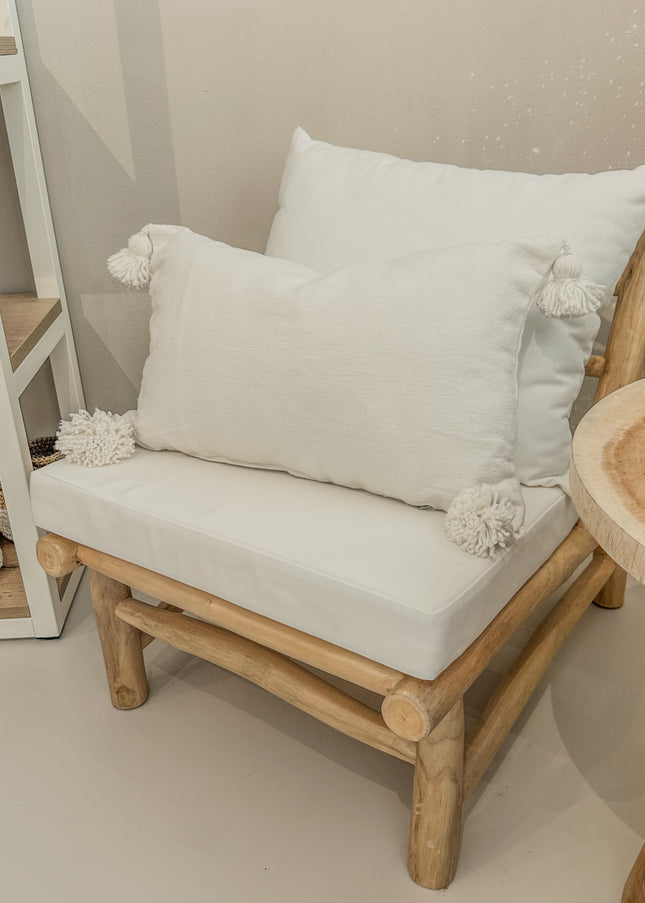 Pompom kussenhoes | Wit 60x40cm