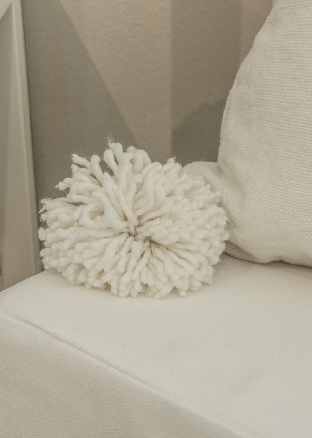 Pompom kussenhoes | Wit 60x40cm