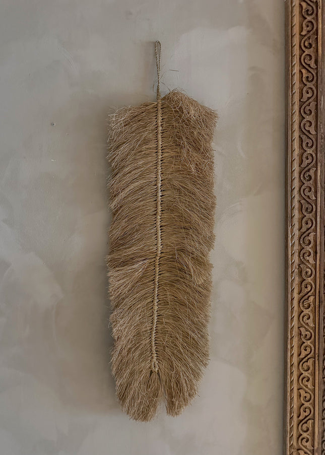 Wanddecoratie Palm Feather – handgemaakt uit Indonesië (110 × 30 cm)