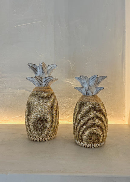 Houten ananas met glaskralen – handgemaakt in Indonesië