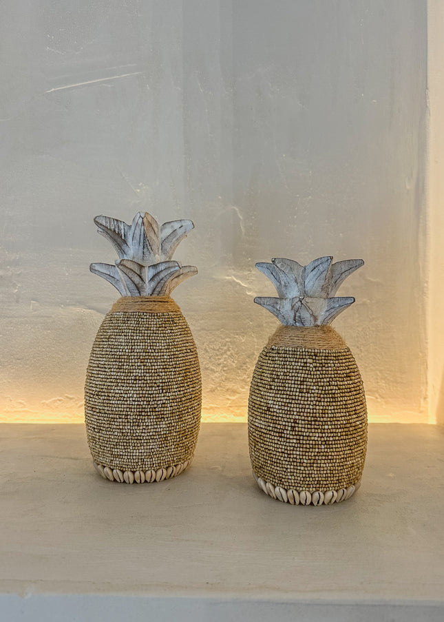 Houten ananas met glaskralen – handgemaakt in Indonesië