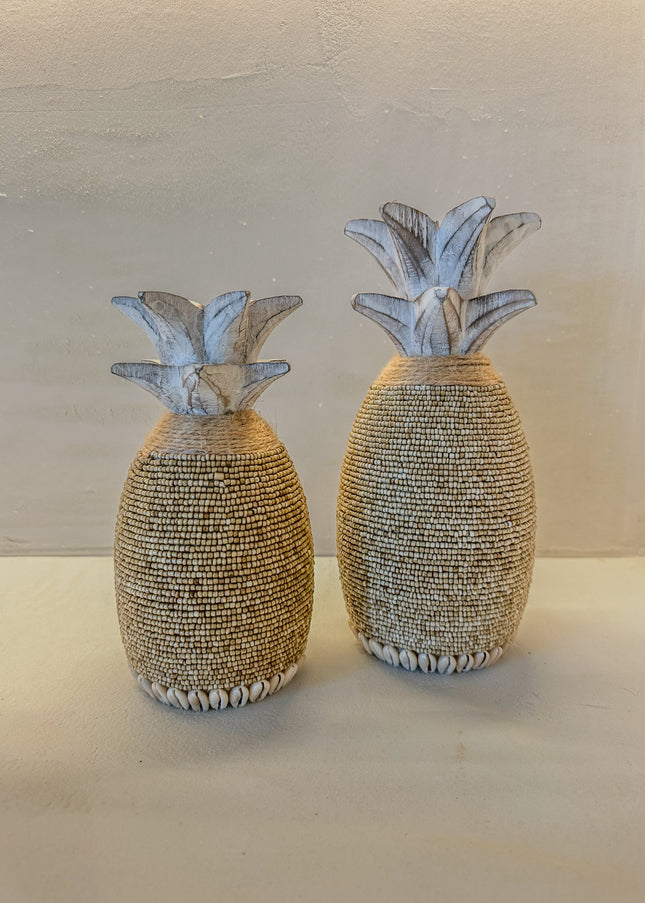 Houten ananas met glaskralen – handgemaakt in Indonesië