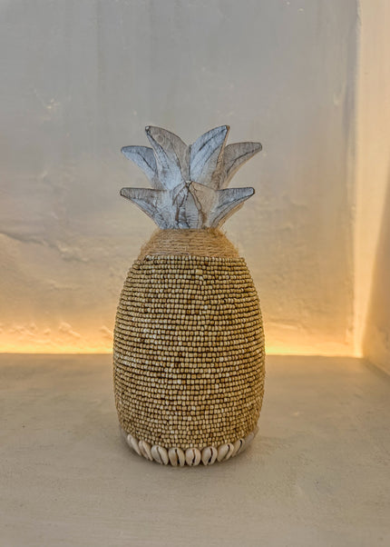 Houten ananas met glaskralen – handgemaakt in Indonesië