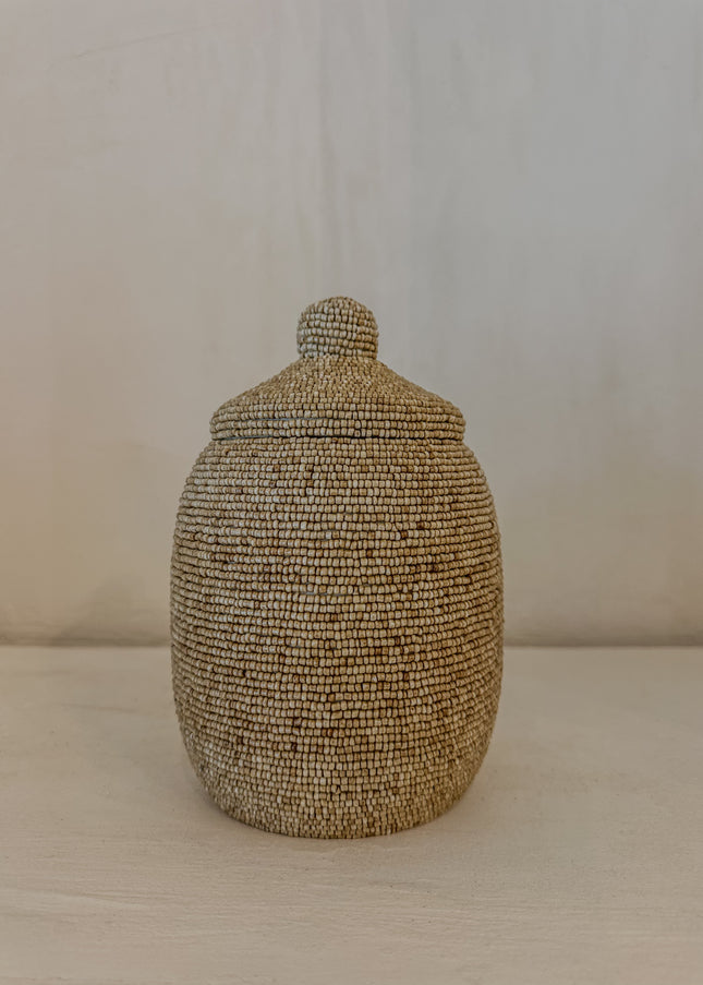 Java Pot – Beige Glaskralen (20 & 25 cm)